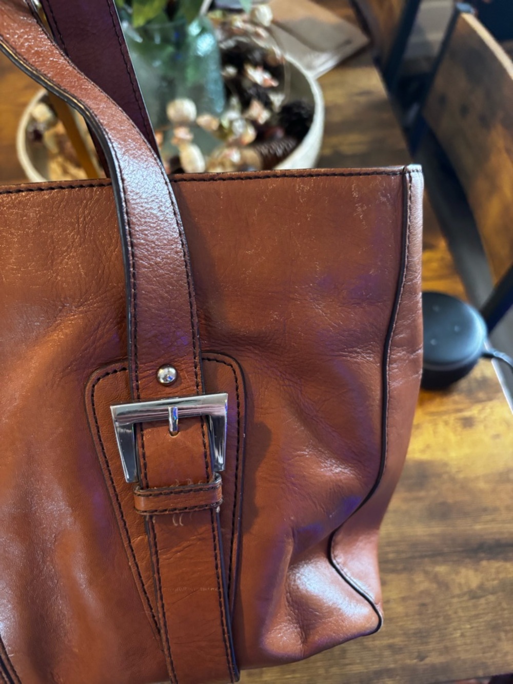 Etienne Aigner Striped Leather Tote Shoulder Bag Brown Multicolor - Picture 4 of 9